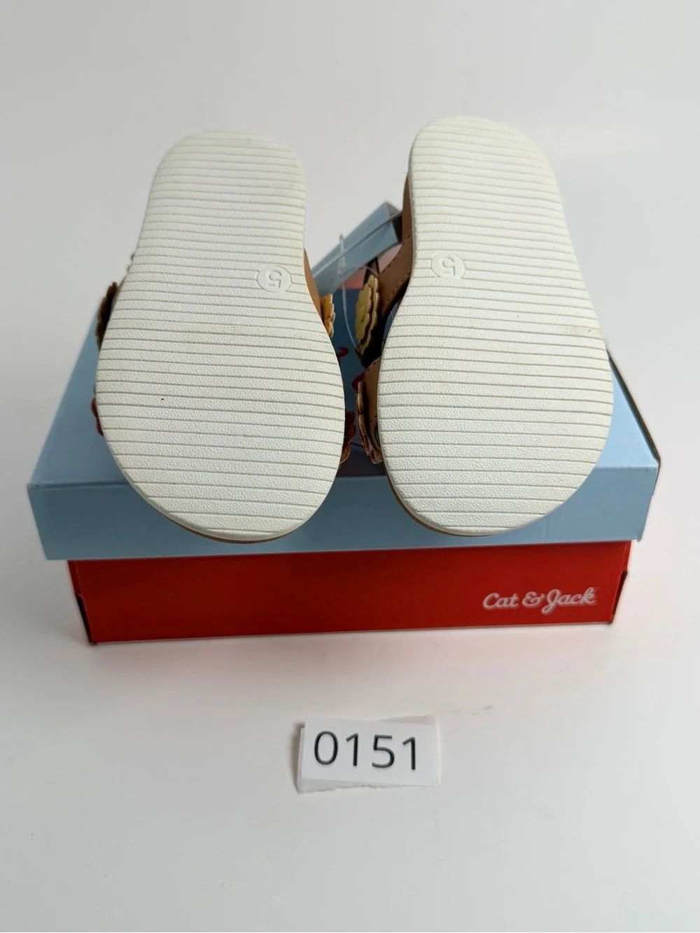 Cat & Jack Tan Sandals with Pastel Flower Appliqués